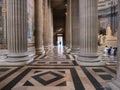 Huge pillars and tiled floor inside Paris, France, Pantheon