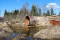 Huge pipe on a wood glade
