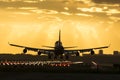 Huge plane is landing on the runway. Royalty Free Stock Photo