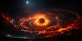 A huge planet with a bright, sparkling ring resembling a huge eye pu Royalty Free Stock Photo