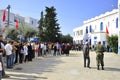 Huge queue of people waiting to vote