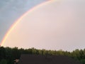Rainbow, landscape, sky, clouds, forest, Belarus, sky, horizon, beauty, evening