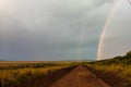 Huge Rainbow in in Savannah in Masai Mara, Kenya Royalty Free Stock Photo