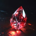 A huge red glowing gem on dark background generative AI