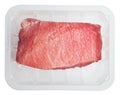 Huge red meat chunk in box isolated over white background Royalty Free Stock Photo
