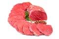 Huge red meat chunk and steak Royalty Free Stock Photo