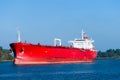 Huge red oil tanker