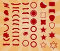 Huge set of vintage styled design hipster icons. Vector signs and symbols templates for your design Royalty Free Stock Photo