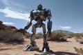 Huge robot in the desert, illustration
