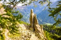 Huge rock cliff view Chamonix, France Alps