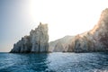 Huge rock off Poliegos, Milos, Greece Royalty Free Stock Photo