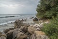 Huge rocks on the beach at the tropical island Royalty Free Stock Photo