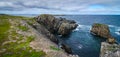 Huge rocks and boulder outcrops along Cape Bonavista coastline in Newfoundland, Canada. Royalty Free Stock Photo