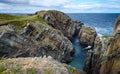Huge rocks and boulder outcrops along Cape Bonavista coastline in Newfoundland, Canada. Royalty Free Stock Photo