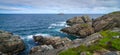 Huge rocks and boulder outcrops along Cape Bonavista coastline in Newfoundland, Canada. Royalty Free Stock Photo