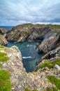 Huge rocks and boulder outcrops along Cape Bonavista coastline in Newfoundland, Canada. Royalty Free Stock Photo