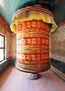 Huge rotating praying drum in Boudha Nath Royalty Free Stock Photo