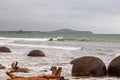 The huge round boulders of Moeraki. The Pacific coast. South Island, New Zealand Royalty Free Stock Photo