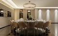 A huge round table for banquets and negotiations for many places in a beautiful modern classic style