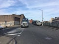 The huge ruined bridge in New York. Industrial zone