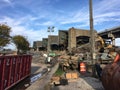 The huge ruined bridge in New York. Industrial zone