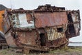 Huge rusty pieces of decommissioned marine ship