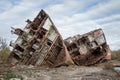 Huge rusty pieces of decommissioned marine ship