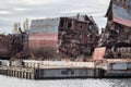 Huge rusty pieces of decommissioned marine ship