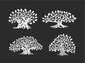 Huge and sacred oak tree silhouette logo isolated on background. Royalty Free Stock Photo