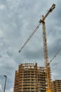 Huge scaffolding at building and restoration site Royalty Free Stock Photo