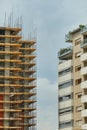 Huge scaffolding at building and restoration site Royalty Free Stock Photo