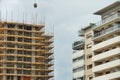 Huge scaffolding at building and restoration site Royalty Free Stock Photo