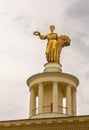 Huge sculpture of Motherland on roof of pavilion of Republic of Belarus at VDNH, Moscow. Royalty Free Stock Photo
