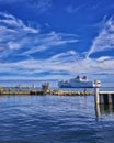 Huge sea cruise ferry on the port, transport vacation background. WarnemÃÂ¼nde