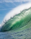 Huge sea wave breaking beach Royalty Free Stock Photo