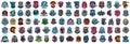 Huge set of colorful sports logos, emblems. Logos of knights, horses, superhero, soldier, skier, mountain bike, soccer