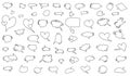 Huge set of dialog boxes, hand drawn variants of different shapes. Trendy Collection of speech bubbles, dialogue, doodle