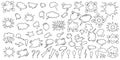 A huge set of dialog boxes, various hand-drawn options. A collection of speech bubbles for dialogue, doodle-style design Royalty Free Stock Photo