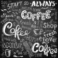 Huge Set of different hand drawn coffee elements -lettering,text, cups, mugs and beans Royalty Free Stock Photo