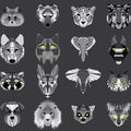 Huge set of geometric animals Royalty Free Stock Photo