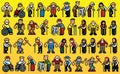 Huge set of old people avatars - pixel art layers vector illustration Royalty Free Stock Photo