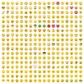 Huge set of vector emoticons, various emoji faces flat icons
