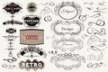 Huge set of vector vintage labels and calligraphic flourishes for design Royalty Free Stock Photo