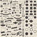 Huge set of vintage styled design hipster icons. Vector signs and symbols templates for your design. Royalty Free Stock Photo