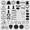 Huge set of vintage styled design hipster icons Royalty Free Stock Photo