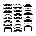 Huge set of white silhouette hipster vector mustaches.