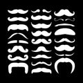 Huge set of white silhouette hipster vector mustaches.