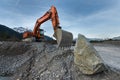 Huge shovel excavator standing on gravel