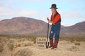 Huge signpost - a figure of a mineworker - to Calico Ghost Town