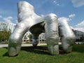 Huge Silver hand sculpture in University Circle uptown district of Cleveland Royalty Free Stock Photo